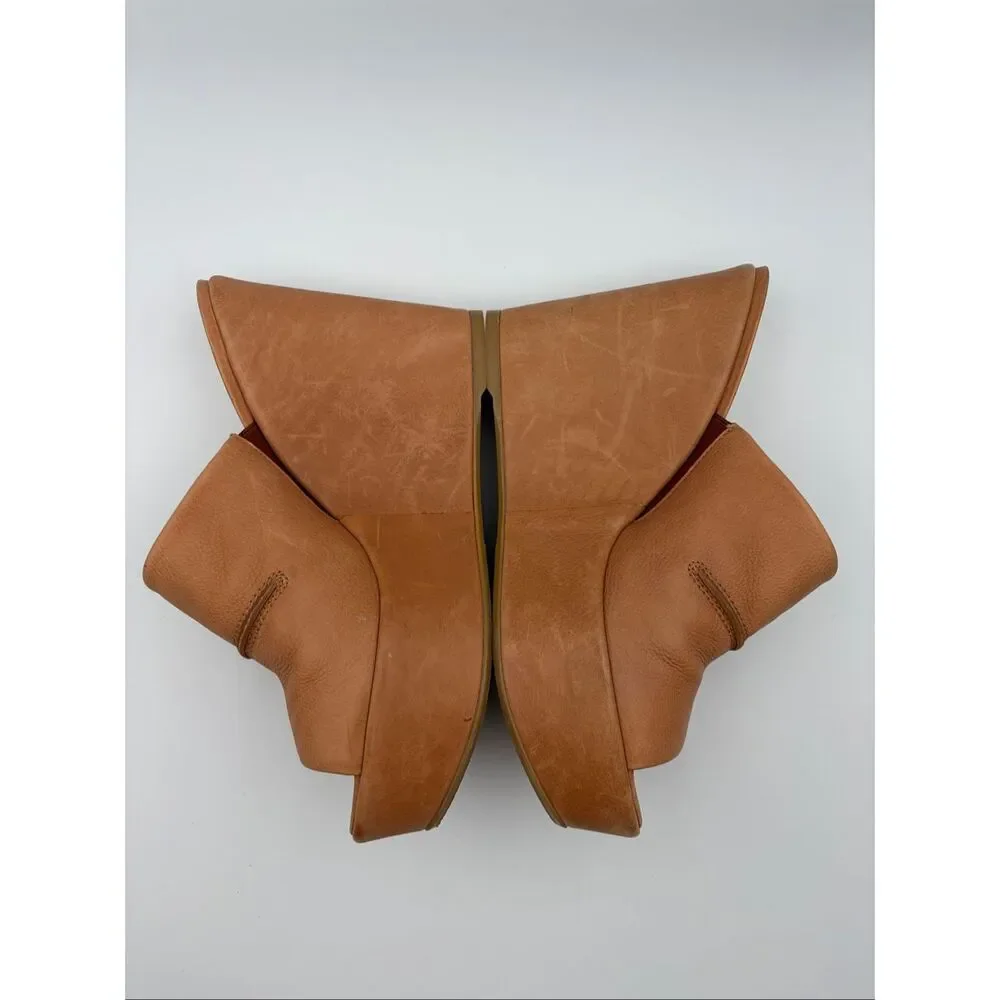 Stuart Weitzman Leather Platform Wedge Slide Sandals Tan Size 8 - Picture 8 of 12